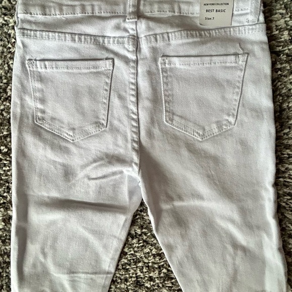 Shorts, distressed white denim, juniors 7, (28” waist) NWT, long Bermuda length - Picture 2 of 3